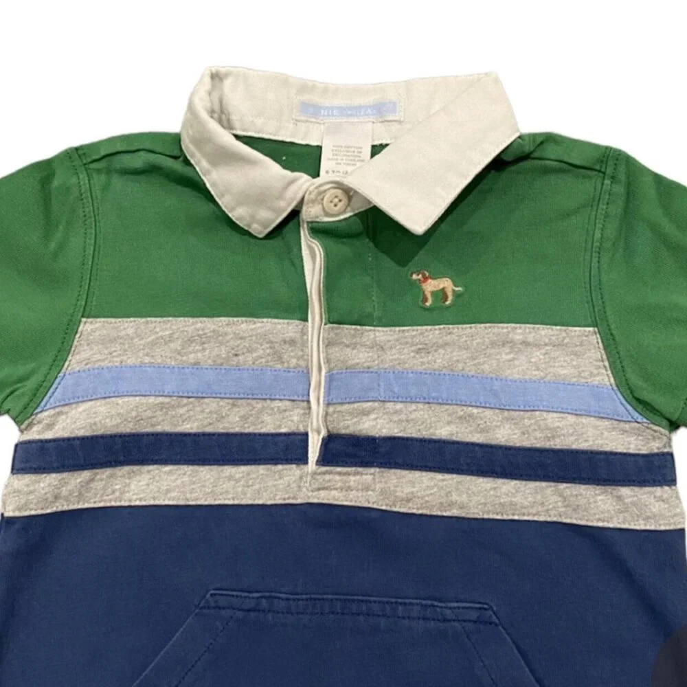 Janie & Jack 6-12m Striped Dog Polo Romper